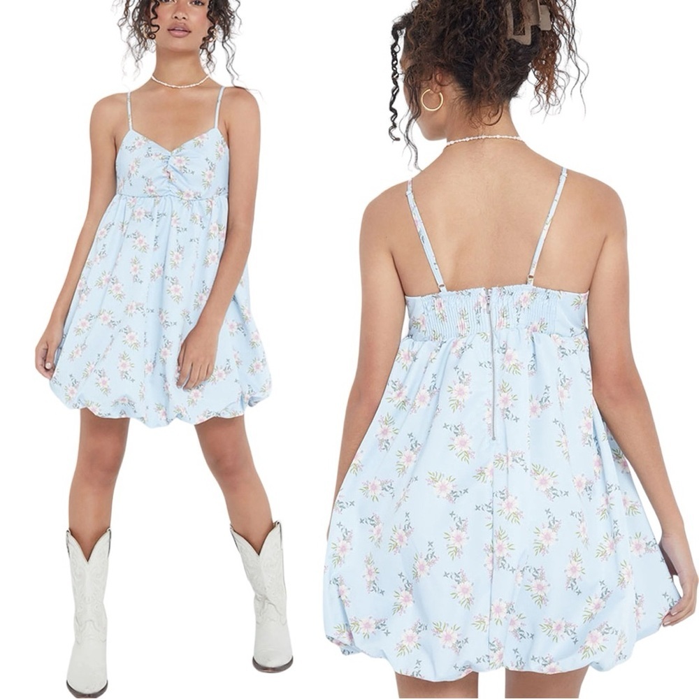 FREE PEOPLE In a Bubble Mini Dress Bluebell Large
